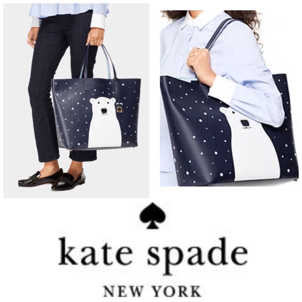 Kate Spade RARE Len Polar Bear Leather Tote